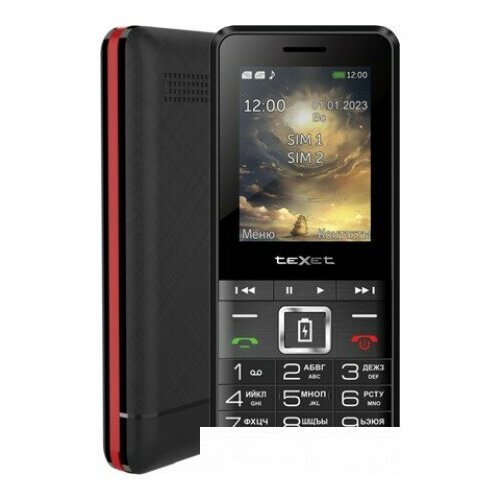 Телефон teXet TM-D215, 2 SIM, черный/красный