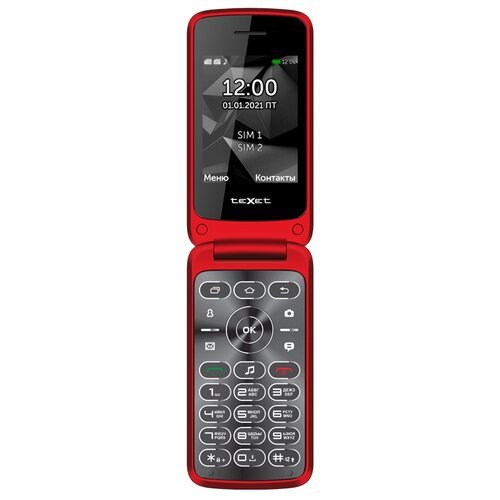 Телефон teXet TM-408, 2 SIM, красный