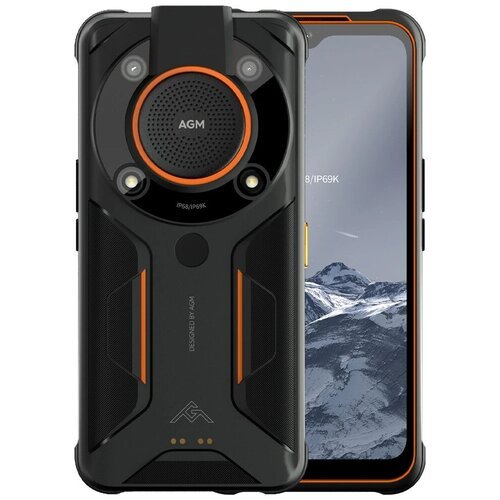 Смартфон AGM Glory SE 8/128 ГБ, Dual nano SIM, черный/оранжевый