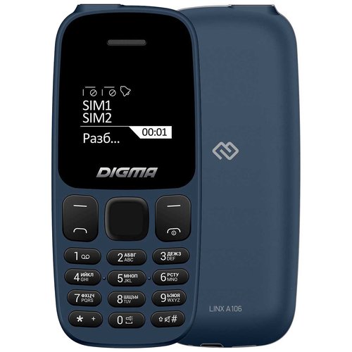 Мобильный телефон Digma A106 Linx 32Mb черный моноблок 2Sim 1.44' 68x98 GSM900/1800