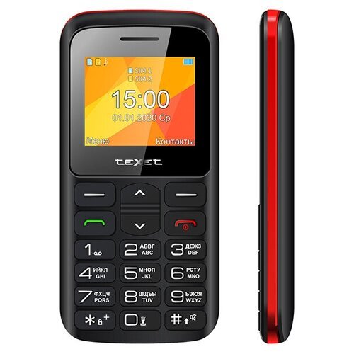 Смартфон teXet TM-B323, 2 SIM, черный/красный