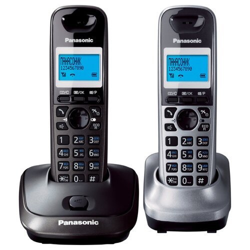 Радиотелефон Panasonic KX-TG2512 темно-серый металлик/серый металлик