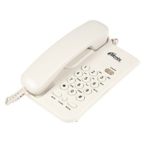 Проводной телефон Ritmix RT-311, повтор, отключение микрофона, индикация, белый
